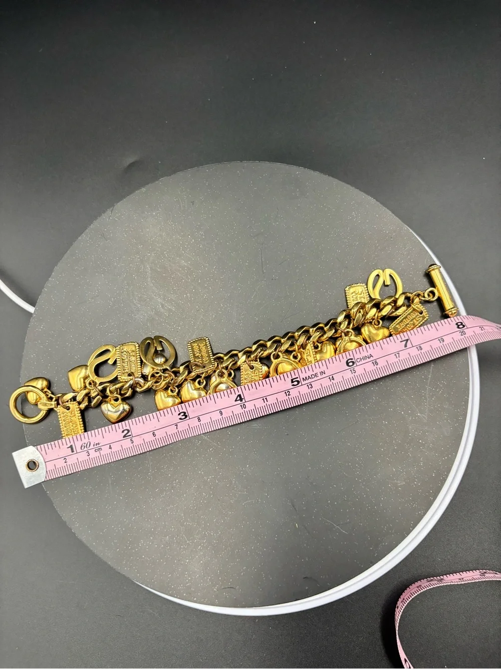 St. John “Love of My Life” Gold Plated Heart Logo Charm Bracelet Rare